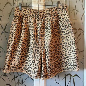 We The Free Denim Leopard Print Shorts 29